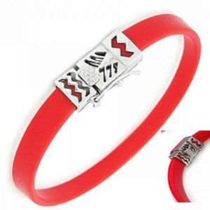 Red rubber bracelet slide charms 925 NWT